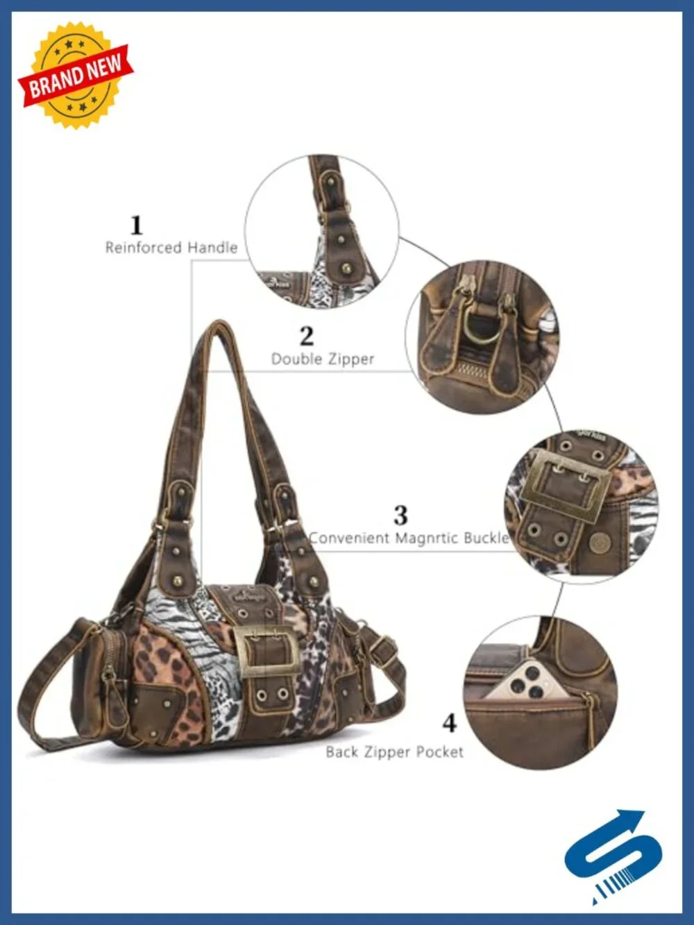 Vegan Leather Hobo Purse for Women, Crossbody Shoulder Handbag Y2K Multi-Pocket